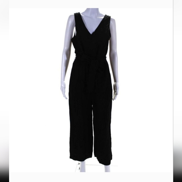 Everlane Black The City Stripe Draped Jumpsuit Size 8 - Picture 4 of 7